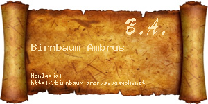 Birnbaum Ambrus névjegykártya
